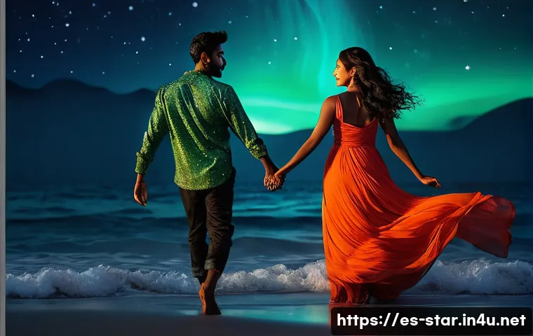별자리별 연애 팁 - **The Cosmic Dance of Complementary Souls**
    A beautifully rendered scene of a diverse couple, on...
