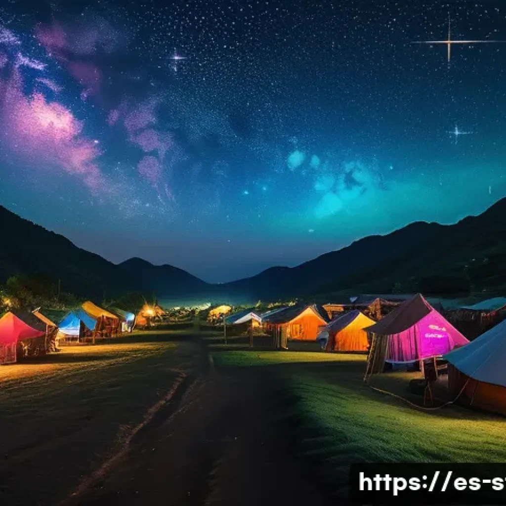 별자리 기원 - A majestic night sky over a traditional Latin American village during a cultural festival, vibrant c...