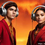 Home 22 별자리와 MBTI 조합 - A vibrant and dynamic scene depicting the fiery zodiac signs Aries, Leo, and Sagittarius as energeti...